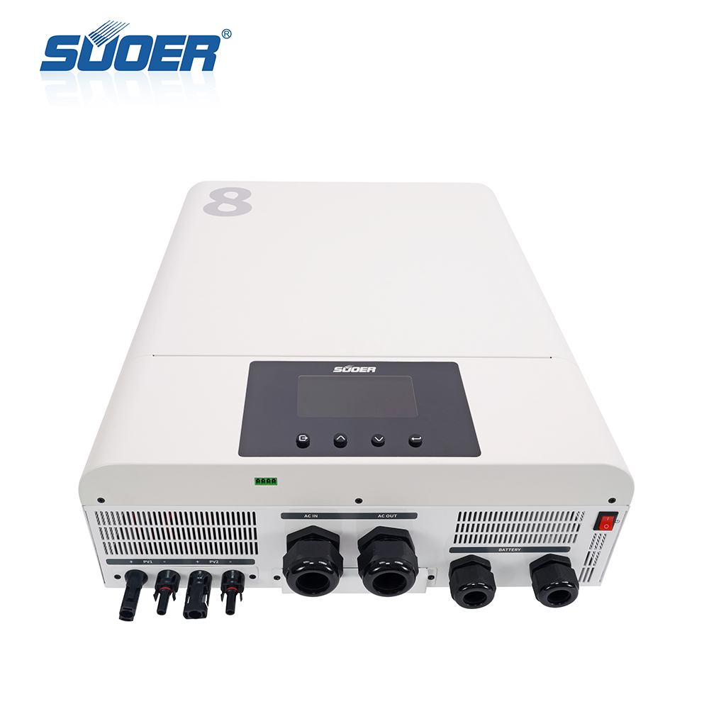 SUOER 8KW 10KW 11KW Smart Hybrid Solar Inverter AC/DC Inverters Single Output 80A with 60Hz Frequency and MPPT Solar Charger